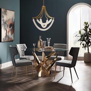 Minka Lavery 5646-732-L Lustre abstrait de 30 po de large en alliage d'acier et de laiton avec verre transparent - Product Image 3