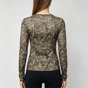 T-<span class=keywords><strong>shirt</strong></span> court personnalisé pour <span class=keywords><strong>femme</strong></span>, col rond, manches longues, style décontracté, en maille transparente, imprimé <span class=keywords><strong>gaze</strong></span>, coupe ajustée, été - Product Image 3