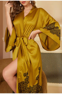 봄과 가을 럭셔리 긴 목욕 가운, 모든 크기의 새틴 모닝 가운, 긴팔 긴 가운, 여성용 목욕 가운 - Product Image 2