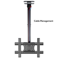 Support de plafond TV en acier réglable en hauteur avec inclinaison de + 45 ° Support de plafond TV peu encombrant pour écran plat de 32 à 75 pouces
