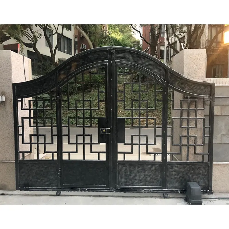 溶融亜鉛めっき黒中国錬鉄製ゲートデザインシンプルな正方形格子電子ゲート