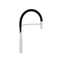 Robinet de cuisine monocommande moderne et contemporain, finition polie, à poser sur comptoir, avec douchette extractible flexible en caoutchouc, rotation à 360 degrés, en laiton