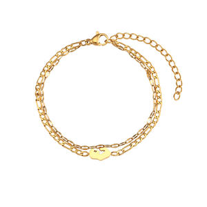 <span class=keywords><strong>2022</strong></span> nouveau Style en acier inoxydable 18k plaqué or multicouche étoile coeur carte perle serpent chaîne Bracelet - Product Image 6