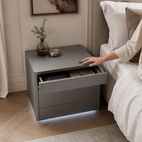 Table de chevet intelligente avec serrure à empreintes digitales, compartiment caché, capteur de mouvement, LED, USB-C, stockage sécurisé, vente en gros OEM