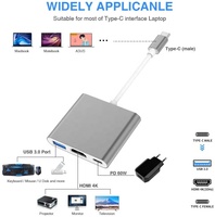 Hub USB C vers HDMI 4K 3 en 1 avec USB3.0 et charge PD de type C pour Macbook Pro et Nintendo Switch et Samsung Series et plus