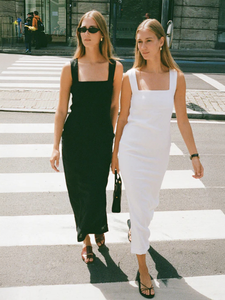 Abito di <span class=keywords><strong>lino</strong></span> di cotone Stock di abbigliamento da donna moda mista Casual collo quadrato abito da donna <span class=keywords><strong>abiti</strong></span> da donna popolari nuovi <span class=keywords><strong>abiti</strong></span> da donna - Product Image 2