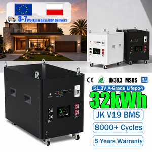 EU DDP Fast Ship 32kWh 51.2V 628Ah MB56 JK V19 BMS Heating Function with Wheels Solar <b>Backup</b> Power LiFePO4 <b>Battery</b> Pack - Product Image 1
