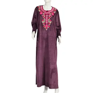 创意休闲舒适巴基斯坦穆斯林女性阿巴亚服装伊斯兰迪拜传统圆领连衣裙qamis homme穆斯林