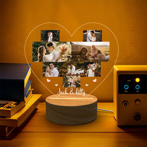 Veilleuse <span class=keywords><strong>Coeur</strong></span> Personnalisé Lampe Acrylique 3D Lampe Photo Personnalisée Led Lumière avec Base en Bois Cadeau Personnalisé pour <span class=keywords><strong>AMOUR</strong></span> - Product Image 4