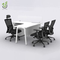 Meubles de bureau commerciaux modulaires modernes IULTRA, table de direction en forme de L avec armoire à porte coulissante, ensemble écologique