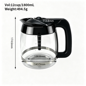 Carafe à café en verre borosilicate fiable de 12 tasses, carafe de remplacement pour cafetière Ninja, 60 oz, prix promotionnel - Product Image 2