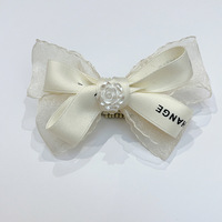 Barrettes pour animaux de compagnie de style français, pinces BB pour chiens Maltese et Yorkshire, accessoires avec ruban blanc et motif rose
