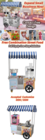 Chariot de vente ambulante italien d'occasion pour glaces rasées, gelato, crème glacée rasée, machine à bingsu, avec roues, en vente