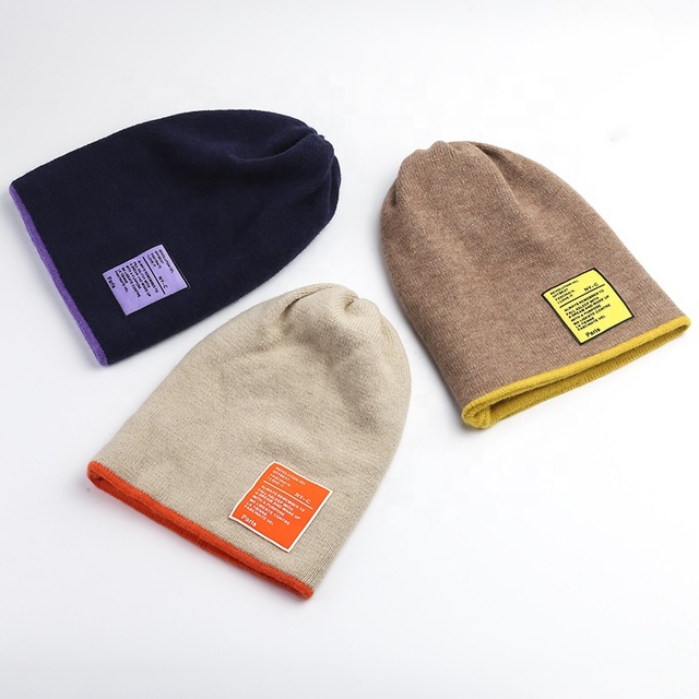 Trade Assurance Gorro De Slouch Skull Cap Plain Unisex Knit Hats Warm Simple Fashion Cuffless Beanies