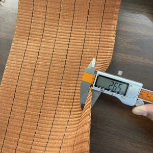 Sangle de levage en polyester brun de 150 mm, facteur de sécurité 5:1, sangle de levage robuste, haute résistance à la traction pour la manutention des marchandises - Product Image 1