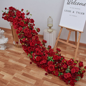 Chemin de table en soie artificielle M-FR063 à fleurs roses chemin de table à fleurs de luxe chemin de table à fleurs blanches pour les arrangements de mariage - Product Image 6