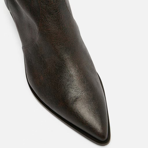 Women's Medium Square Heels Ankles <b>Boots</b> Wide Feet Big Size 45 Shoes Pointed Toe Back Zipper Solid Short Booties - Product Image 5