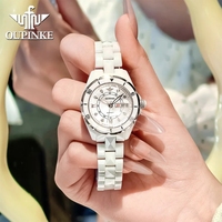 Montre mécanique automatique de luxe élégante pour femme 3301, lumineuse, avec aiguilles Hangzhou, bracelet en céramique, boîtier en acier inoxydable, 5 ATM