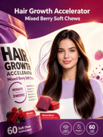 Gummies de croissance capillaire à la biotine pour femmes, saveur fruits rouges, supplément vitaminique pour adultes