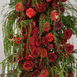 A9158 Arche de mariage en corne avec base en tissu et composition florale de delphinium <span class=keywords><strong>rouge</strong></span> pour toile de fond - Product Image 4