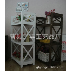 Wooden Multi Tiered Storage Rack 3 Floors <b>White</b> And Brown Durable Indoor Decorative Shelf <b>Bookcase</b> - Product Image 2