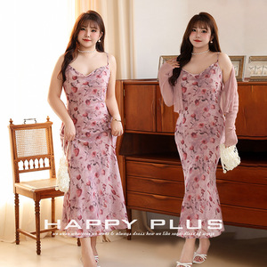 เดรสสายเดี่ยวลายดอกไม้สุดหรู ดีไซน์คอเสื้อไม่สมมาตร ทรงหางปลา ความยาวปานกลาง สำหรับผู้หญิง ไซส์พลัส เหมาะสำหรับงานค็อกเทล - Product Image 3