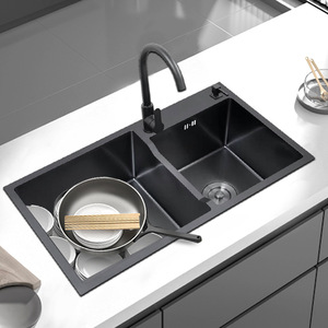 Fregadero de Cocina Grande de un Solo Tazón de Acero Inoxidable 304 con Cascada Integrada para Lavado de Verduras, Personalizable - Product Image 2