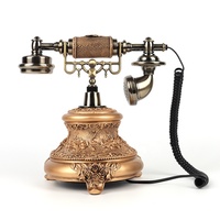 Téléphone antique Shengtong modèle 8308 couleur or avec cadran rotatif en métal, filaire LAN, origine Chine et Guatemala, sans messagerie vocale
