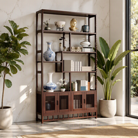 Nouvelle vitrine en bambou de style chinois, 4 portes, design rétro classique, multifonctionnelle, salon, hôtel, bureau, meubles de maison
