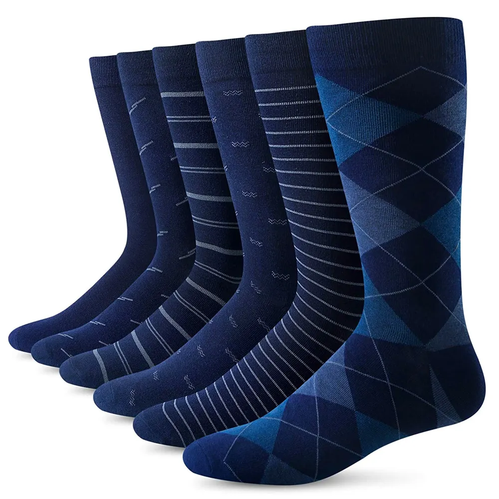 Uron striped combed cotton knitted dress men's socks men's business socks