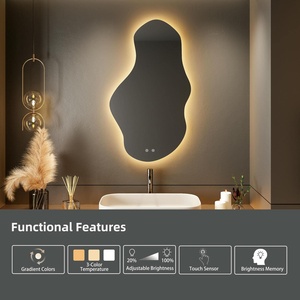 <span class=keywords><strong>Miroir</strong></span> <span class=keywords><strong>de</strong></span> <span class=keywords><strong>salle</strong></span> <span class=keywords><strong>de</strong></span> <span class=keywords><strong>bain</strong></span> <span class=keywords><strong>asymétrique</strong></span> mural intelligent à capteur tactile, rétroéclairé par LED, sans cadre, irrégulier, avec éclairage - Product Image 5