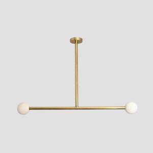 Lustre linéaire moderne en laiton fait main, luminaire suspendu à 2 barres lumineuses - Product Image 1