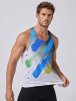 Débardeur en tissu mesh sans manches de haute qualité, design dégradé, vêtements de sport pour la course à pied, impression personnalisée OEM ODM, logo sur le débardeur