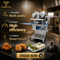 Machine industrielle automatique d'encrustage et de remplissage pour gâteaux de lune, mochi, daifuku, en acier inoxydable 304, double trémie, pour pâtisserie