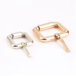 Kingming Customized accessories shiny golden metal pin belt buckle , square pin belt buckles