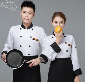 Witte koksjas met lange mouwen en zakken op de borst Zachte restaurantkokuniformen voor werknemers Kok Hotelkokkleding - Product Image 2