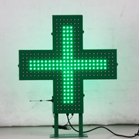 Croix de Pharmacie LED Double Face 60x60cm Verte Étanche pour Extérieur, Vente en Gros, Shenzhen