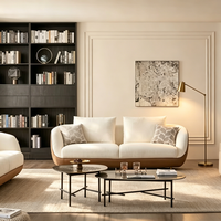 Runwood Direkthersteller Braunes und Weißes Luxuriöses Modernes 3-Sitzer-Sofa Wohnzimmermöbel Stoffsofa für Zuhause