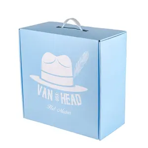 Commercio all'ingrosso della fabbrica scatola di cartone cartone ondulato personalizzato cappello scatola di imballaggio per la spedizione o la posta con la maniglia
