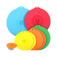 Lot de 5 couvercles de pot en silicone anti-débordement, réutilisables et écologiques, avec ventouse pour la conservation des aliments, faible MOQ