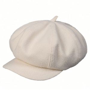 New Arrival Autumn Winter Unisex Casual Solid Color Beret <b>Hat</b> Terry Twill Foldable 8 Panel Newsboy <b>Hat</b> - Product Image 5