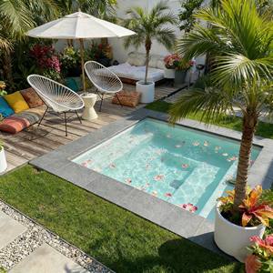 Mini piscina cuadrada de fibra de vidrio con azulejos de mosaico para uso en exteriores, spa para patio trasero, piscina spa exterior - Product Image 3