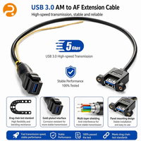 كابل تمديد USB 3.0 أنثى للتركيب على اللوحة، مصنوع من النحاس OFC، كابل USB مزدوج أنثى لمعدات التحكم الصناعية