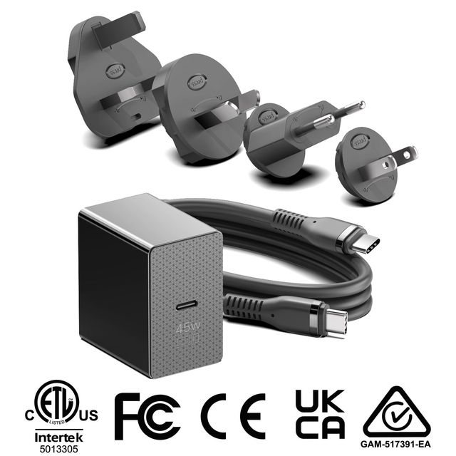 45W GaN PD3.0 Worldwide Charger with EU/UK/US/AU Plug Fast Charging Adapter for Gopro Camera AI Tablets iPad and Smart AI Phones