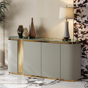 เครื่องใช้บนโต๊ะอาหารทำจากไม้สแตนเลสสีทองแบบทันสมัยหรูหราที่เก็บของข้างตู้หินอ่อนตู้เก็บเอกสารห้องรับประทานอาหาร - Product Image 1