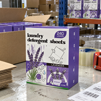 Feuilles de lessive en gros à la lavande OEM & ODM, 240 lavages, bandes enzymatiques dissolvables détachantes pour la lessive domestique