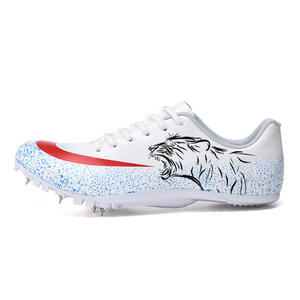 รองเท้าวิ่งกรีฑาแบบมีปุ่มสำหรับผู้ชายและผู้หญิง รองเท้าฝึกซ้อมวิ่งแบบกลาง ลายเสือ หน้าผ้า PU พื้นรองเท้าด้านนอกทำจากยาง สำหรับการเรียนการสอนด้านพลศึกษา - Product Image 5