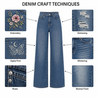 Fabricant de jeans sur mesure pour femmes, pantalons en denim, jeans pour dames, jeans délavés à l'acide, déchirés, brodés, usine de jeans