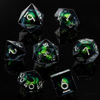 Dés à Jouer D&D Faits Main en Résine Transparente Noire, Verte et Argentée, Effet Boule d'Elfe, 1 Pièce, Dés Polyédriques à Bords Tranchants pour Jeux de Rôle Tabletop Dungeons & Dragons 3D