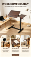 Bureau d'appoint pliable en bois, réglable en hauteur par vérin hydraulique, moderne, minimaliste et multifonctionnel, pour bureau, bureau à domicile, chambre et canapé